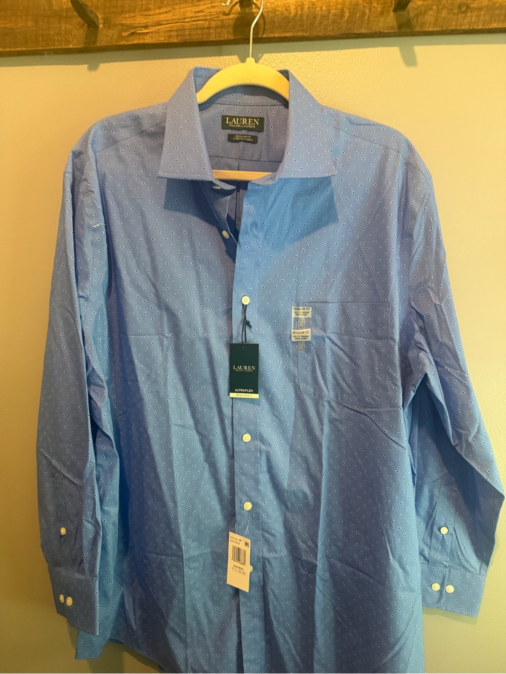 Lauren Ralph Lauren Light Blue Micro-Print Dress Shirt